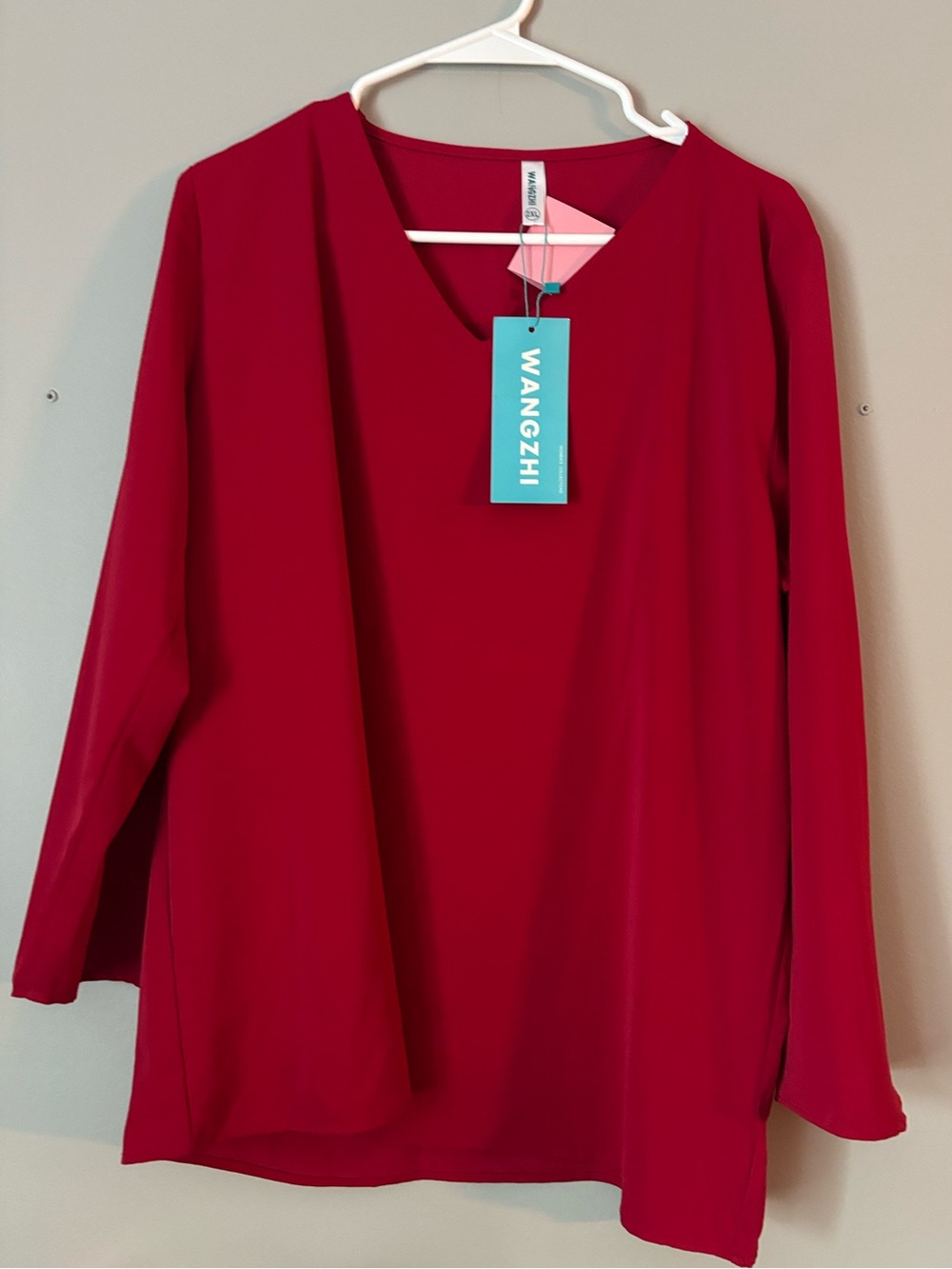 V-Neck Long-Sleeve Tunic in Deep Red